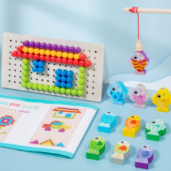 Joc creativ Mozaic Pixel din lemn si joc magnetic, 3 ani+