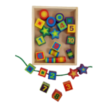 Joc de tip Montessori, set 26 margele mari, din lemn, 3 ani