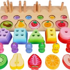 Jocul multifunctional tip Montessori, Forme, culori, dexteritate, 3 ani