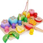 Jocul multifunctional tip Montessori, feliat fructe, 3 ani