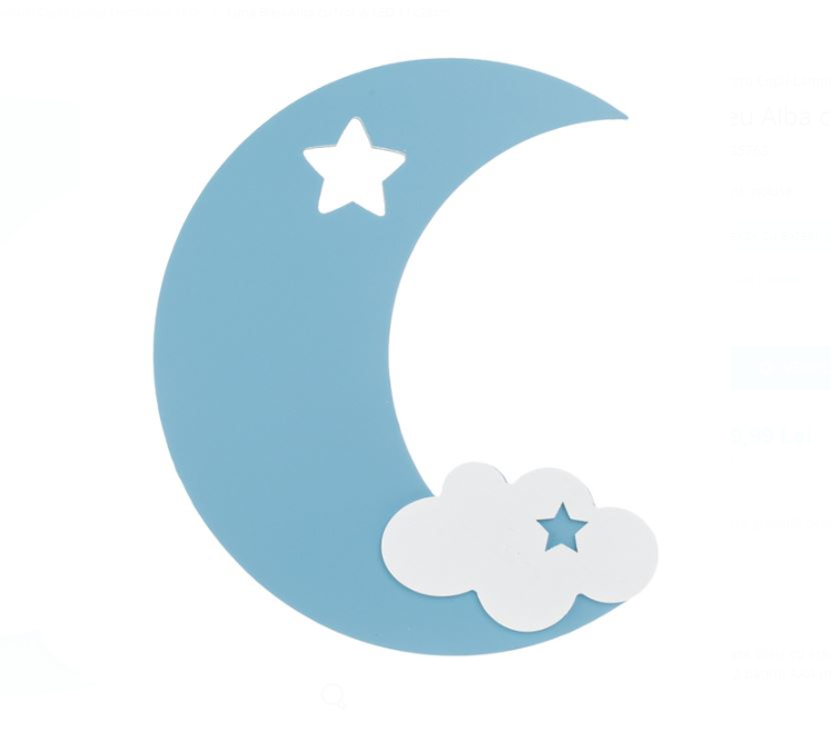 Lampa de veghe din lemn, pentru perete cu led, Luna