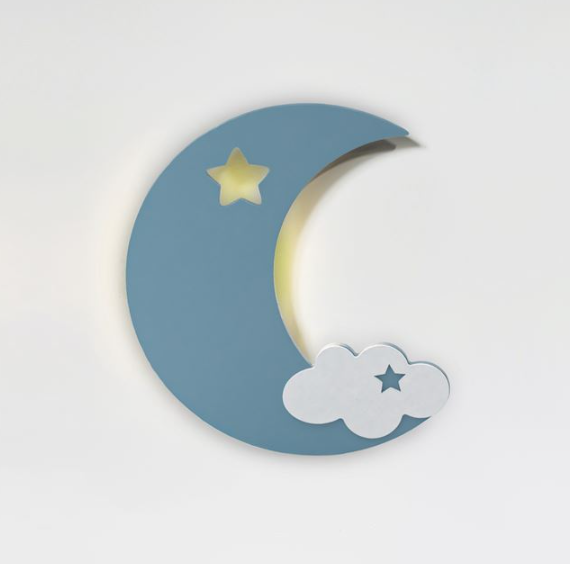 Lampa de veghe din lemn, pentru perete cu led, Luna