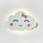 Lampa de veghe din lemn, pentru perete cu led, Norisor Alb