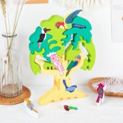 Puzzle incastru 3D piese groase, Copacul cu pasari, 3 ani