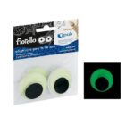 Accesorii creatie - ochi mari plastic, negru, 40mm, fosforescenti, set 4 buc, Fiorello, GR-KE04-40F / 170-2561