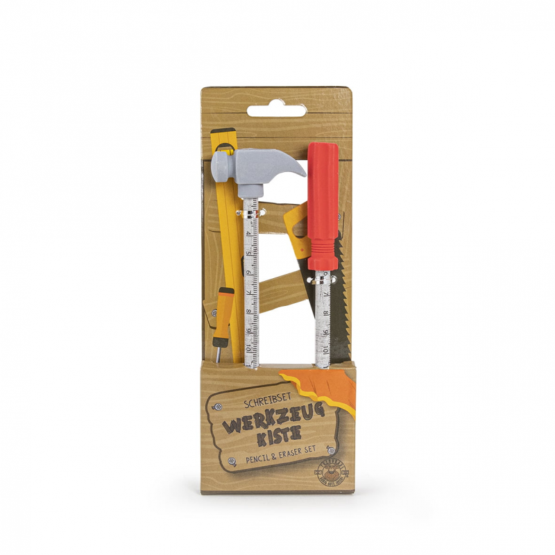 Creion grafit Trendhaus CH28374, HB, corp rotund gri, gradat 17cm, cu guma de sters, cap model unelte, set 2 buc - imagine 4