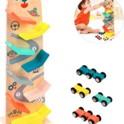 Circuit cu masinute din lemn Zig Zag, 12 LUNI+