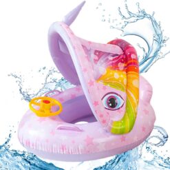 Colac multifunctional cu parasolar si volan, tip barcuta, Unicorn, 6luni-3 ani 01