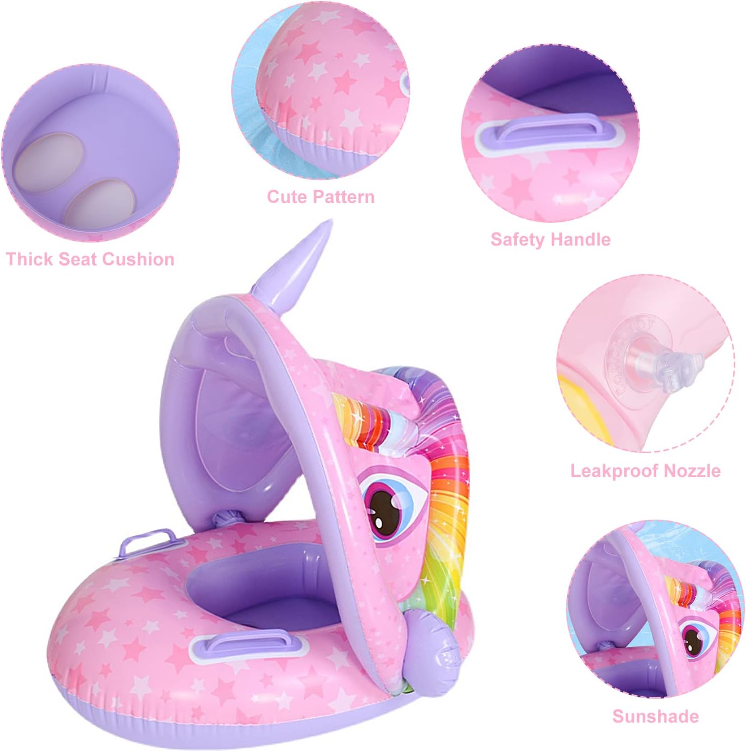 Colac multifunctional cu parasolar tip barcuta, Unicorn, 6 LUNI-3 ANI 001