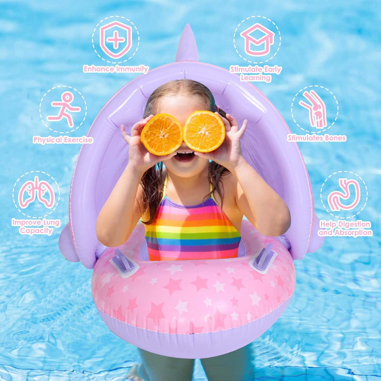 Colac multifunctional cu parasolar tip barcuta, Unicorn, 6 LUNI-3 ANI 001