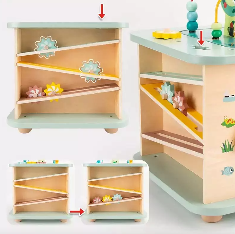 Cub Educativ bebe, din lemn cu 8 in 1 activitati, 3 ani