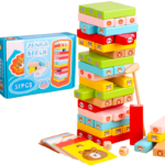 Joc de societate Jenga, 51 piese, Animale, 3 ani+