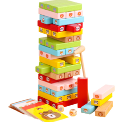Joc de societate Jenga, 51 piese, Animale, 3 ani+
