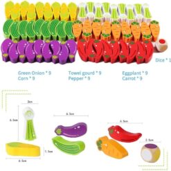 Joc de societate Jenga, 55 piese, Legume, 3 ani+