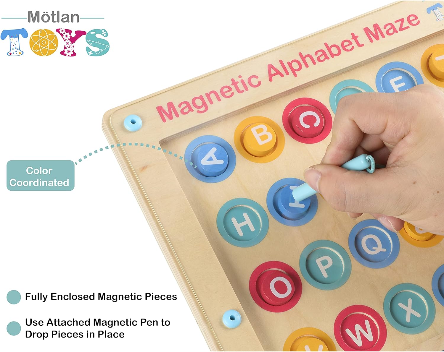 Joc de tip Montessori, Alfabet, Labirint magnetic, 3 ani