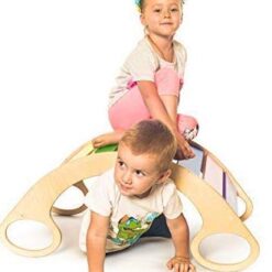 Balansoar din lemn, de tip Montessori, Curcubeu