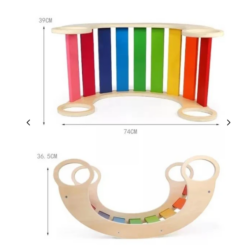 Balansoar din lemn, de tip Montessori, Curcubeu