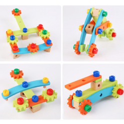 Banc de scule din lemn, joc de asamblat, 3 ani