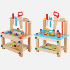 Banc de scule din lemn, joc de asamblat, 3 ani