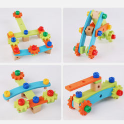 Banc de scule din lemn, joc de asamblat, 3 ani