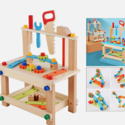Banc de scule din lemn, joc de asamblat, 3 ani