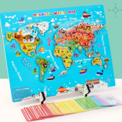 Harta Lumii din lemn cu piese magnetice, 3 ani+