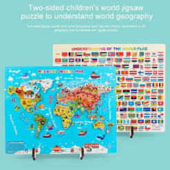Harta Lumii din lemn cu piese magnetice, 3 ani+