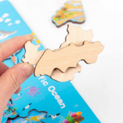 Harta Lumii din lemn cu piese magnetice, 3 ani+