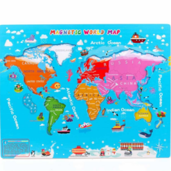 Harta Lumii din lemn cu piese magnetice, 3 ani+