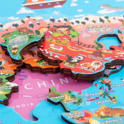 Harta Lumii din lemn cu piese magnetice, 3 ani+