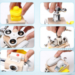 Joc de tip Montessori cu 6 activitati, Busy Bord, 3 ani+