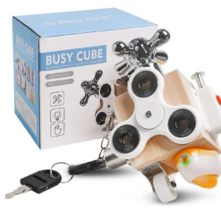 Joc de tip Montessori cu 6 activitati, Busy Bord, 3 ani+