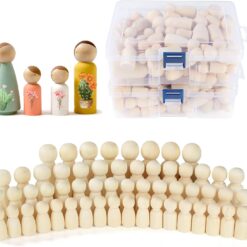 Joc din lemn de tip Montessori - Set 50 cilindrii natur