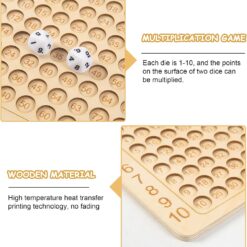 Joc educativ din lemn cu numere-Tabla Inmultirii, 6 ani+