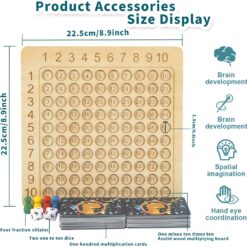 Joc educativ din lemn cu numere-Tabla Inmultirii, 6 ani+