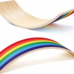 Placa de echilibru pentru copii, din lemn, Curcubeu