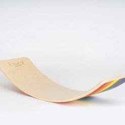 Placa de echilibru pentru copii, din lemn, Curcubeu