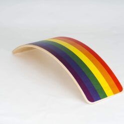 Placa de echilibru pentru copii, din lemn, Curcubeu