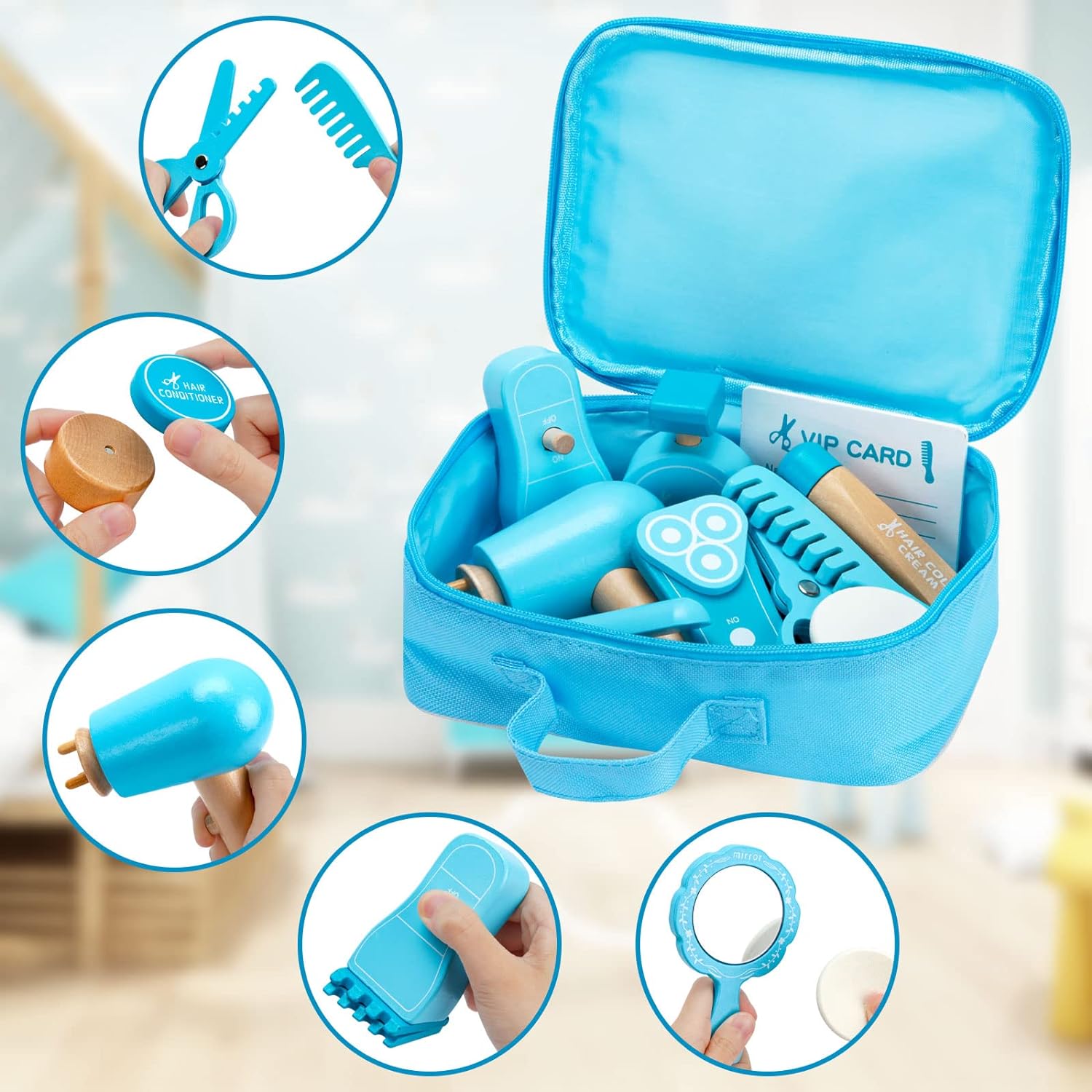 Set fashion coafor - gentuta cu accesorii din lemn,3 ani