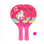 Set rachete tenis copii cu minge, din lemn, pentru plaja, roz