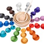 Setul de boluri și bile colorate,  joc de sortare, de tip Montessori, 3 ani