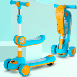 Trotineta pliabila cu 3 roti si lumini, 3 ani+, albastru 01