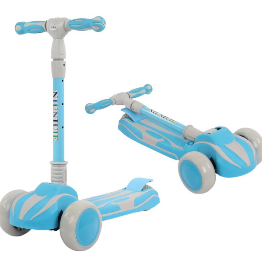 Trotineta pliabila cu 3 roti, lumini, 3 ani+, Albastru