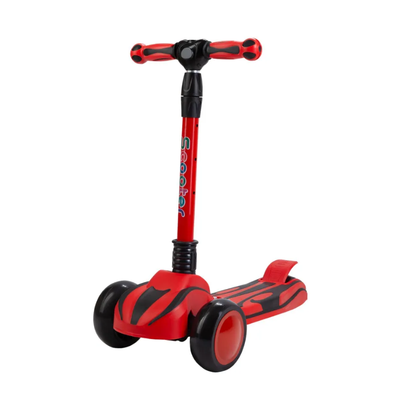 Trotineta pliabila cu 3 roti, lumini, 3 ani+, Rosu