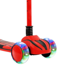Trotineta pliabila cu 3 roti, lumini, 3 ani+, Rosu