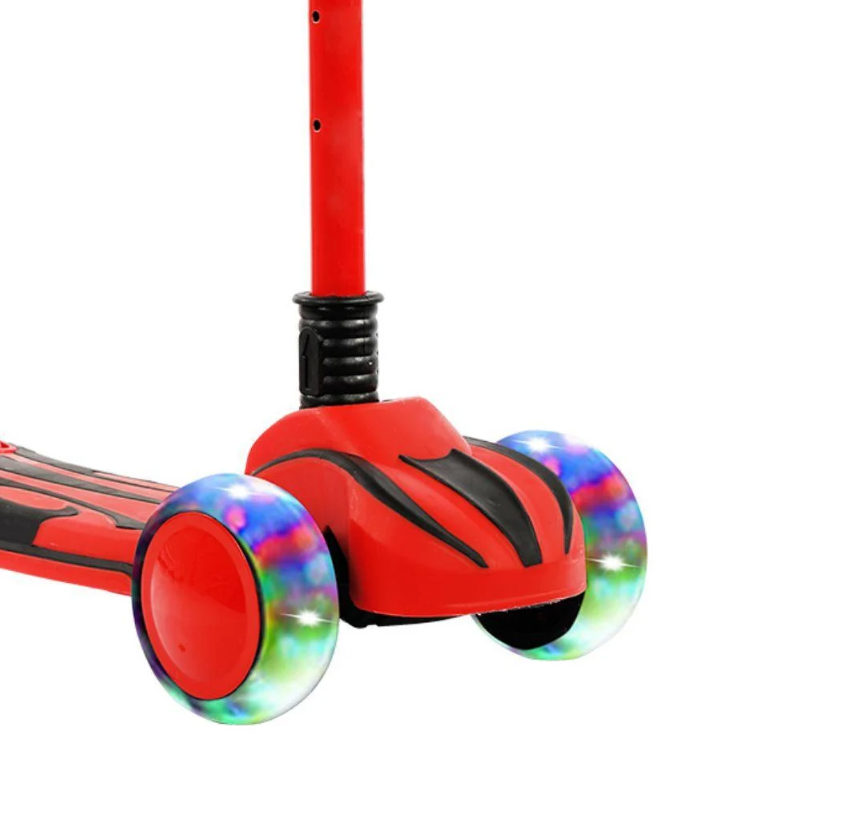 Trotineta pliabila cu 3 roti, lumini, 3 ani+, Rosu