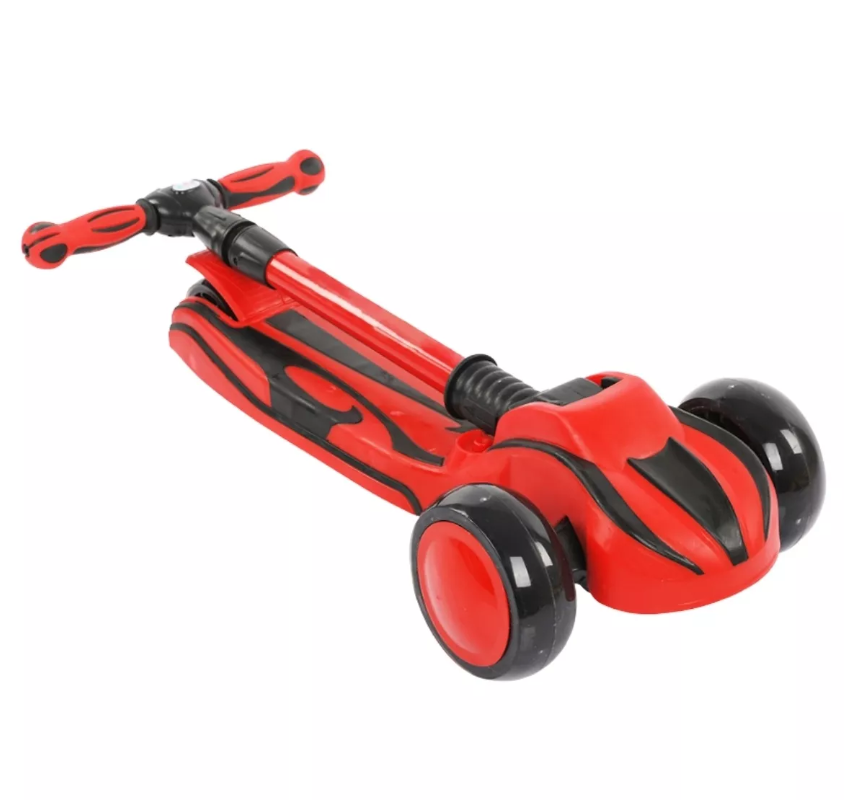 Trotineta pliabila cu 3 roti, lumini, 3 ani+, Rosu