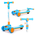 Trotineta pliabila cu 3 roti si lumini, 3 ani+, albastru