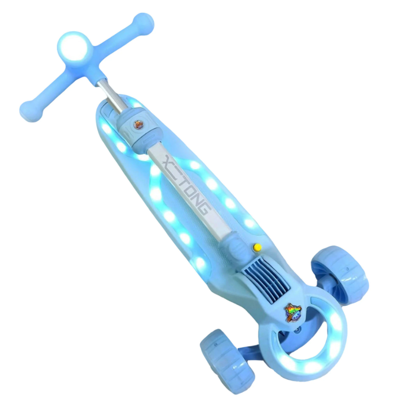 Trotineta pliabila cu 3 roti, sunete si lumini, 3 ani+, Albastru