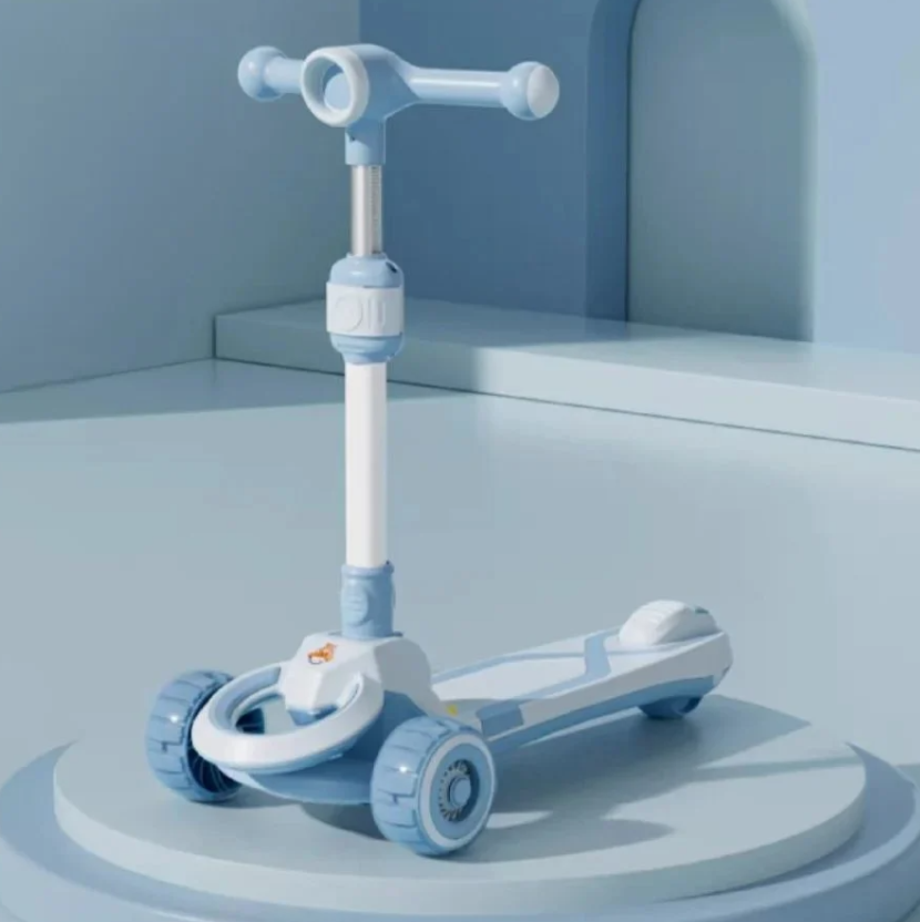 Trotineta pliabila cu 3 roti, sunete si lumini, 3 ani+, Albastru